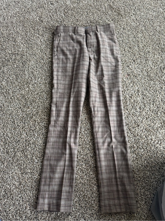 Murano Pants - Murano Taupe Plaid Pants with Black Windowpane